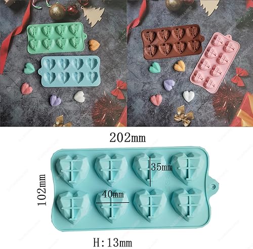 Miniatura 2 de BASEMMAHER Paquete de 4 moldes de silicona con forma de corazón de diamante, molde de chocolate en forma de corazón 3D para hacer pastel de