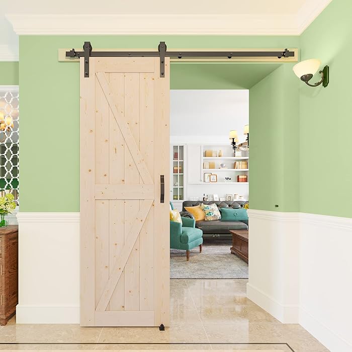 Buy GOLDENPOLEY 30in x 84in Sliding Barn Door with 5 FT Barn Door
