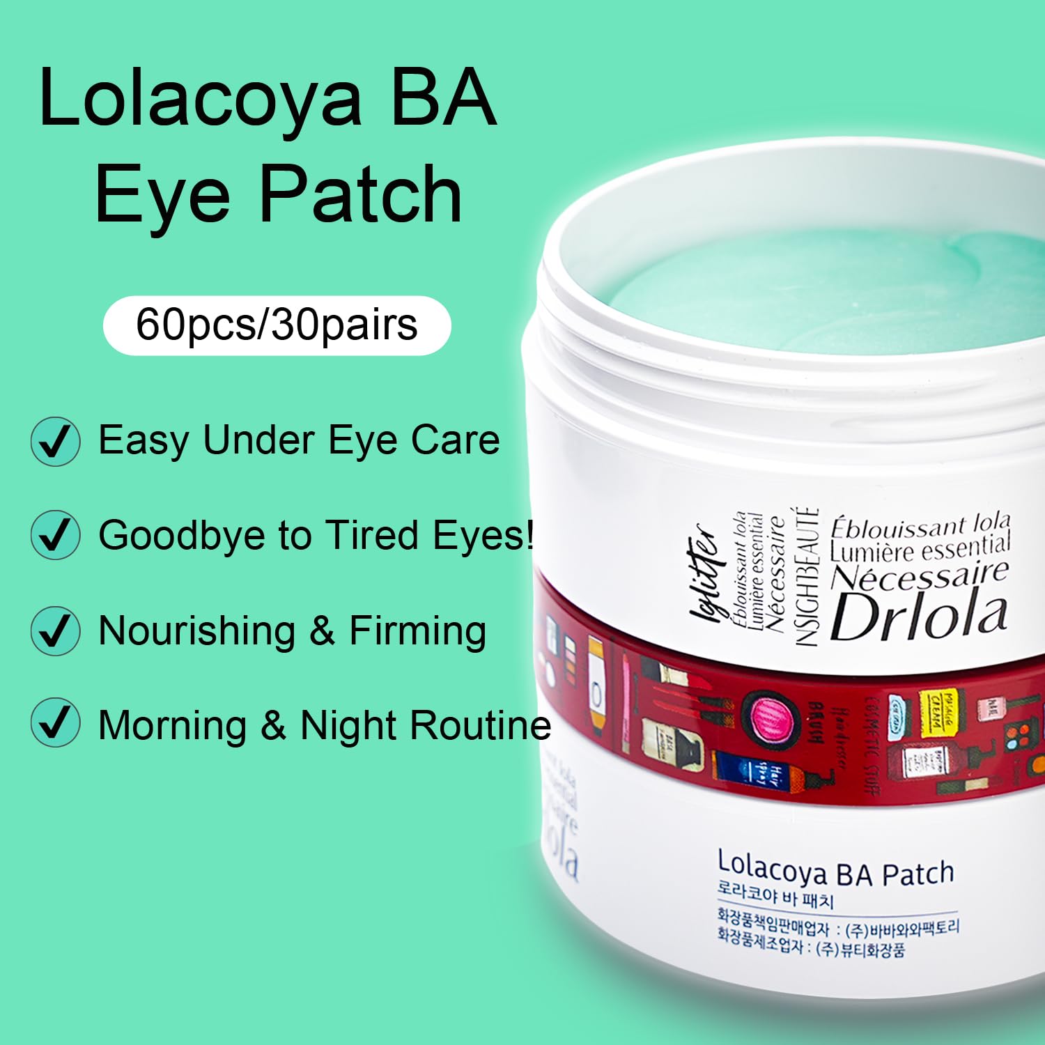 Eye Patch Bling Jelly 60 Patches, Korean Under Eye Patches for Puffy Eyes and Dark Circles, Anti-Wrinkle, Red Ginseng, Hydrolyzed Collagen, Niacinamide, Korean Skin Care (Dark Circles)