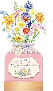 フラワーフラワーデスクカレンダーデスクカレンダー 年間スケジュール管理プランナー | 花の装飾を施した卓上カレンダー 教室・大学寮・リビング・寝室・勉強部屋・学生・子供・ティーン向け