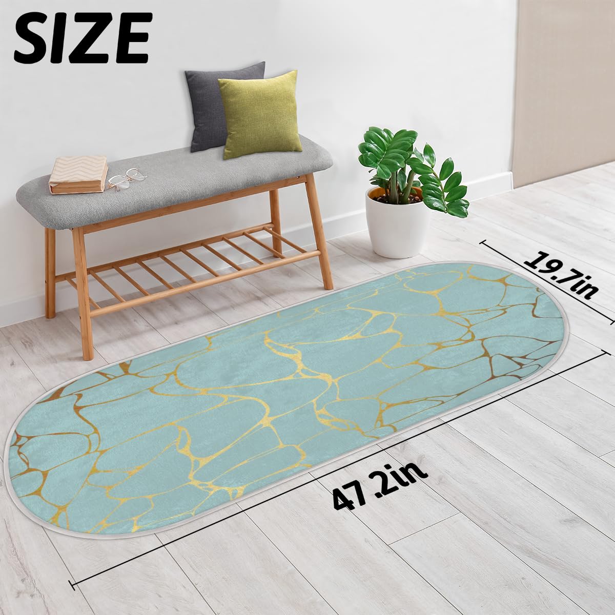 TropicalLife Dywanik o fakturze marmuru 50 x 120 cm, marmur nadruk długie włosy pogrubione dywaniki do pokoju kuchni domu łazienki wewnątrz antypoślizgowa mata podłogowa dywaniki