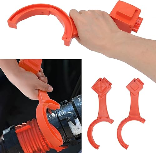 Vista 9 de TOPINCN 1 Set Rv Sewer Fitting Wrench 3In Coupling Spanner 4In Hose Caps for Universal Activation Hose Watering Orange Parts Connectors
