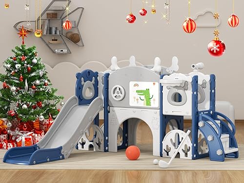 XJD Juego de toboganes 13 en 1 para niños pequeños a partir de 1 año, nueva actualización con juego de golf, aro de baloncesto, tabla de dibujo para