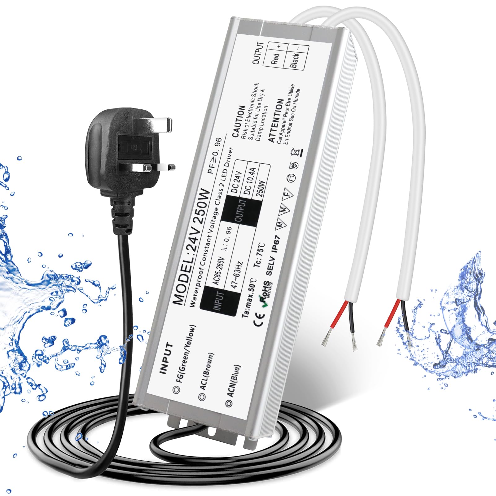 LightingWill 24V 4.16A 100W Power Supply IP67, Outdoor Waterproof LED Driver With Plug, AC 240V to DC 24 Volt Transformer for LED Lighting, CCTV, Computer Project — view 9