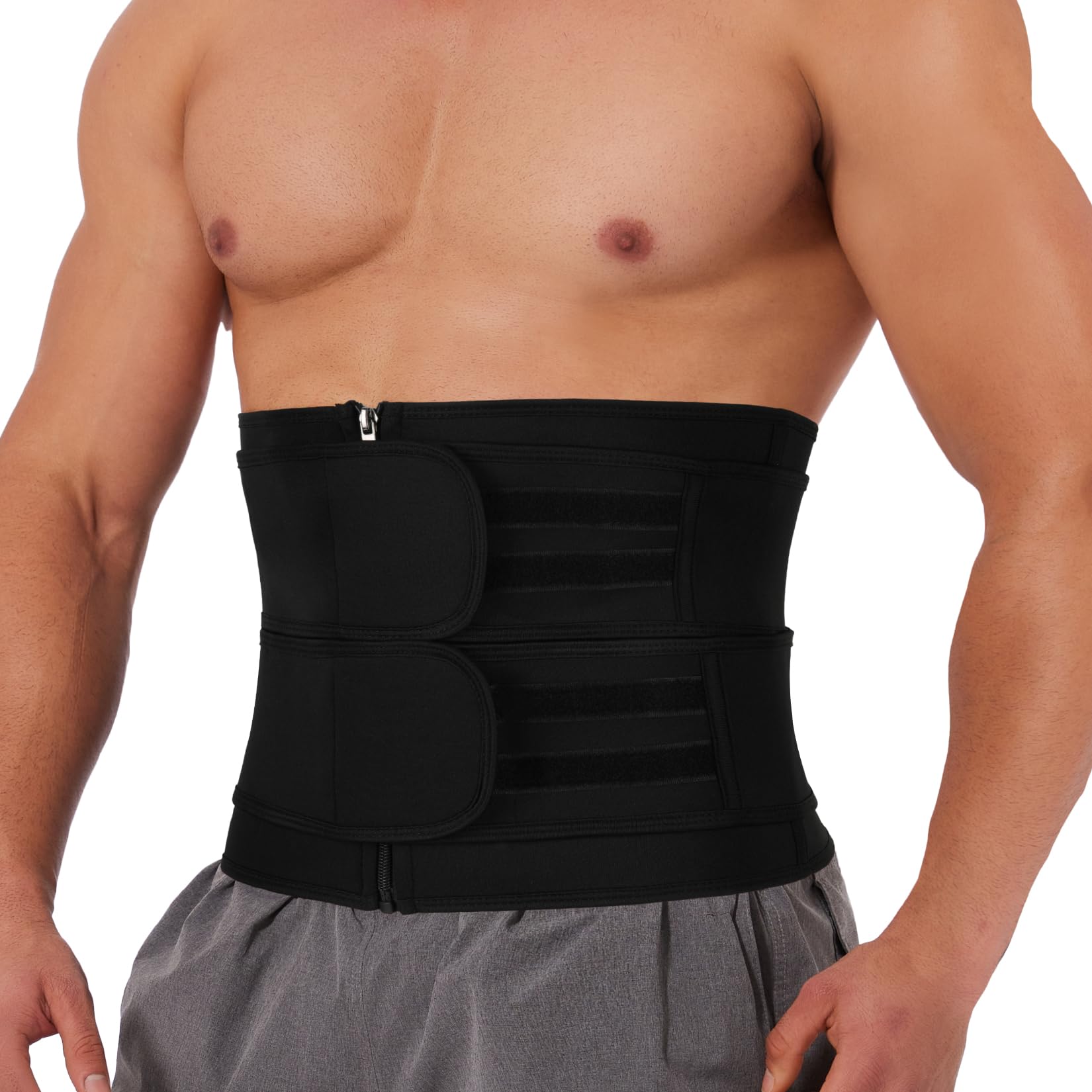 SLIMBELLE Waist Trimmer Belt for Men and Women Neoprene Sweat Belt for Workout Waist Trainer for Tummy Control Slimming Belt for Fitness and Fat Burning Black XL