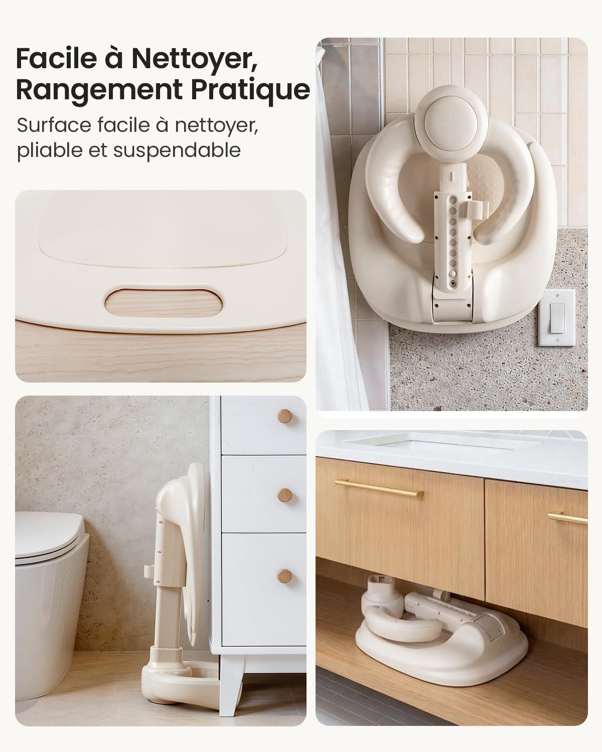 Grownsy Support Baignoire Bébé dès 6 Mois, Support Douche Bébé Debout Pliable et Réglable avec Base Antidérapante pour Bébés et Jeunes Enfants