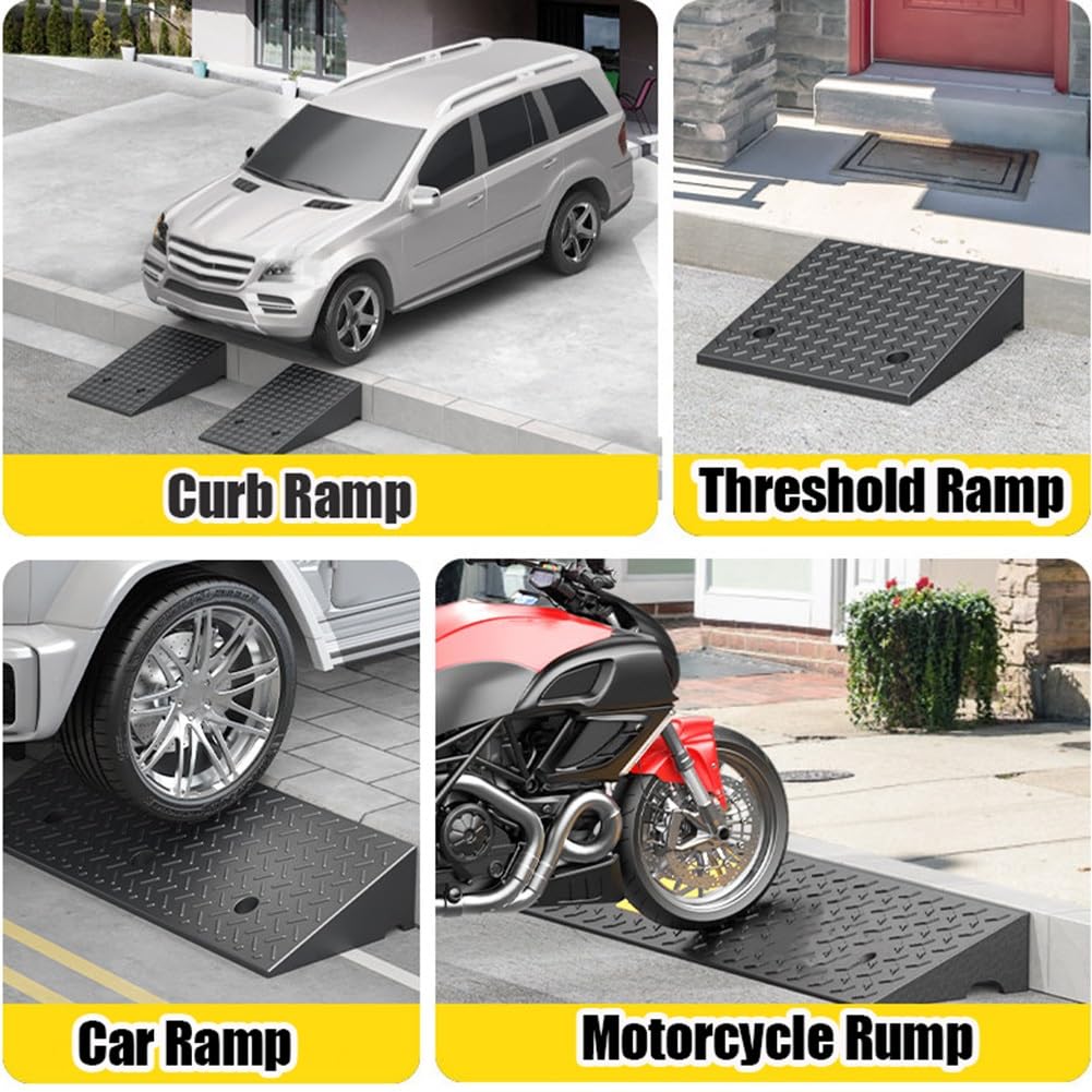 Rampa de Goma para Bordillos, rampa para umbrales, Capacidad de Carga de 11023lbs, rampa para entradas de Garaje, muelles de Carga, Coches, aceras y sillas de Ruedas(Height 8cm)