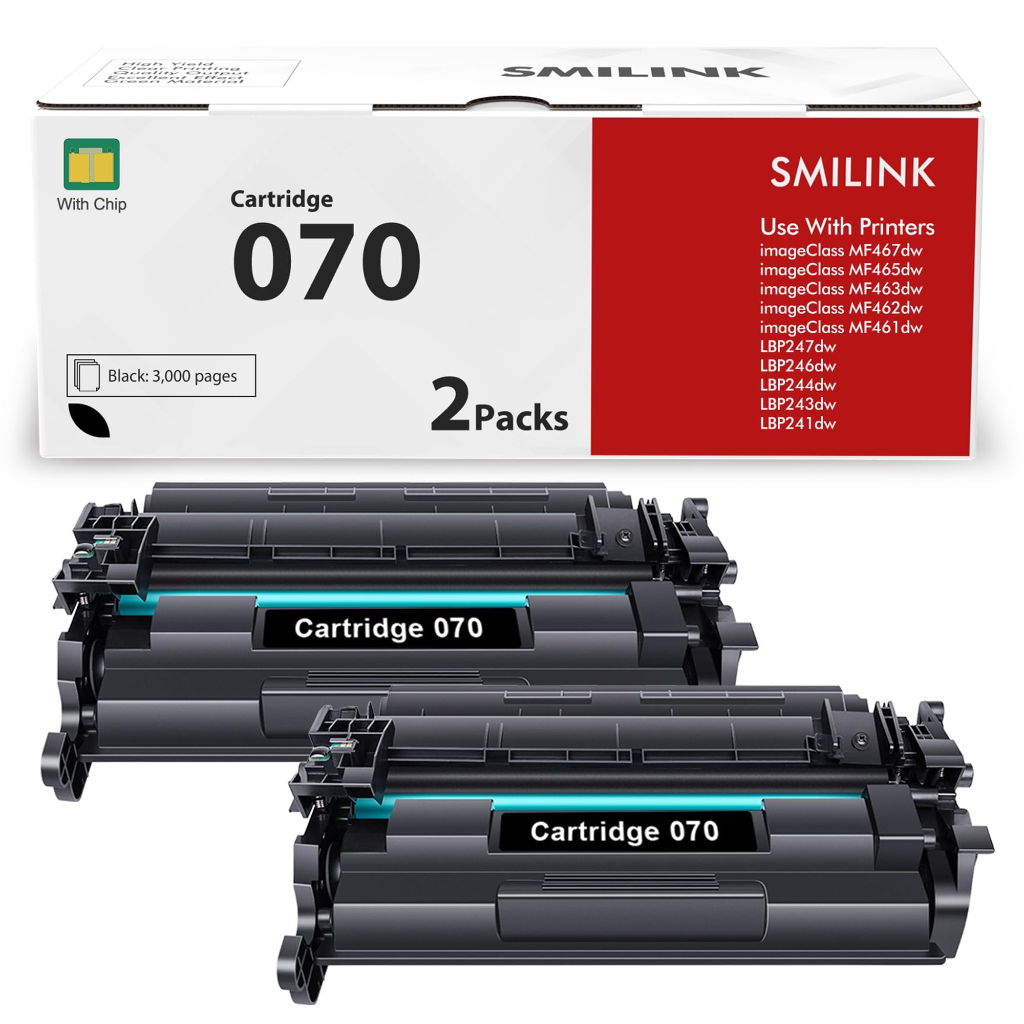 070 Toner Cartridge Black for Canon 070 Toner Cartridge 070H CRG070 CRG 070 | Compatible for Canon 070H imageCLASS MF465dw MF462DW LBP247dw LBP246dw LBP240 MF460 MF462 LBP246 LBP247 Printer Ink (2-Pack)