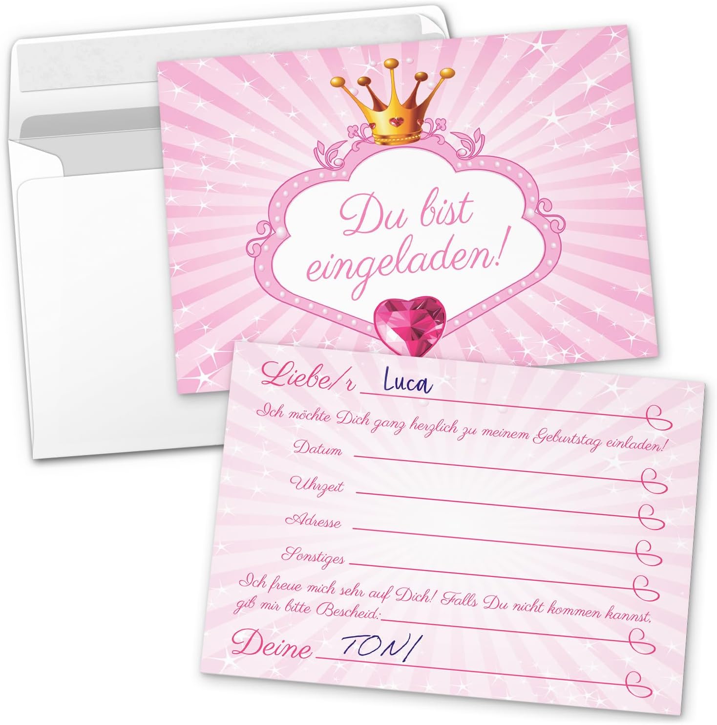 EINLADUNGSKARTEN KINDERGEBURTSTAG PRINZESSIN, Einladungen