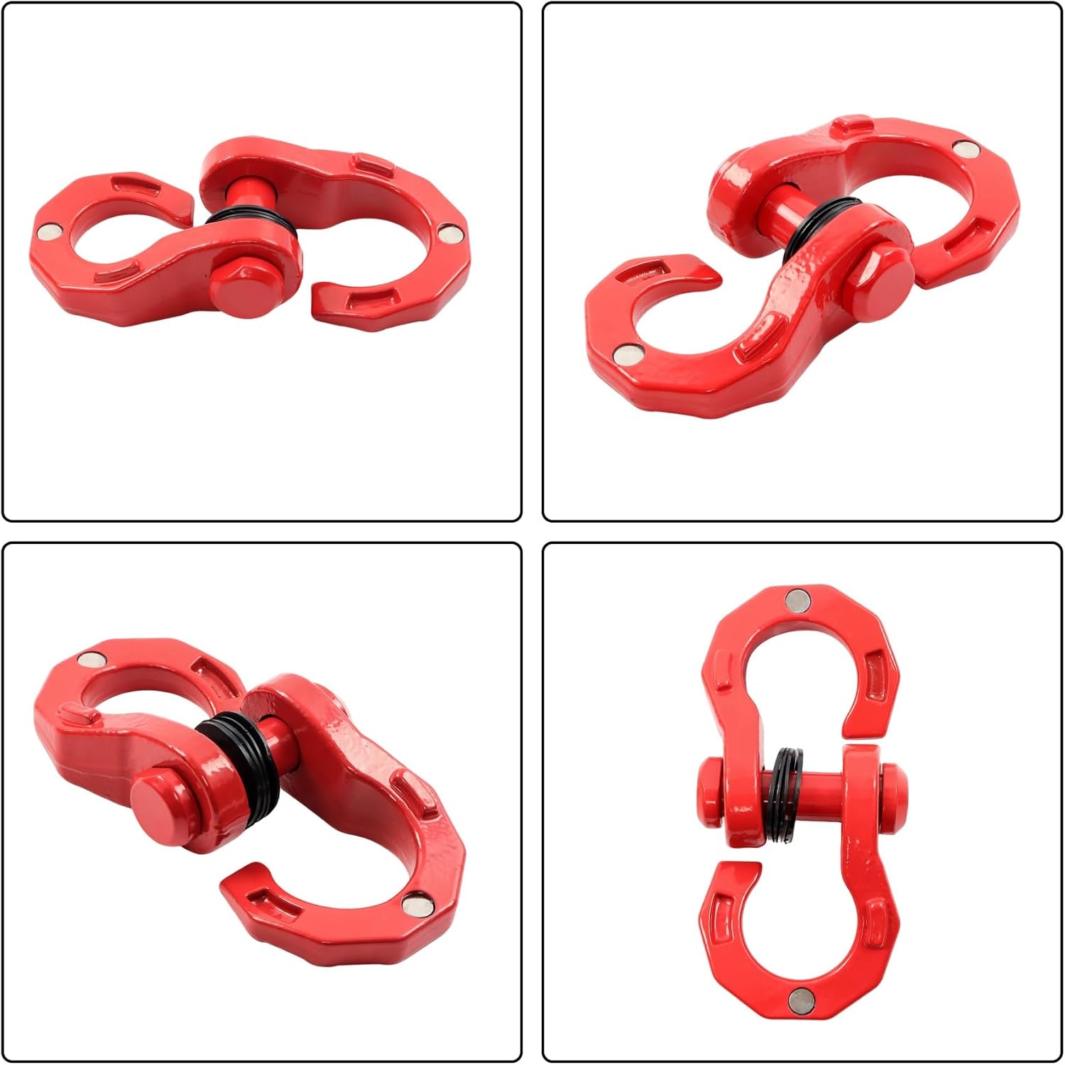 Silscvtt D-Ring Shackles 3/4 inch Shackle Replacement for Vehicle Recovery | 44000lbs Break Strength, Towing Winch Shackles, with 7/8 inch Screw Pin, Black Red