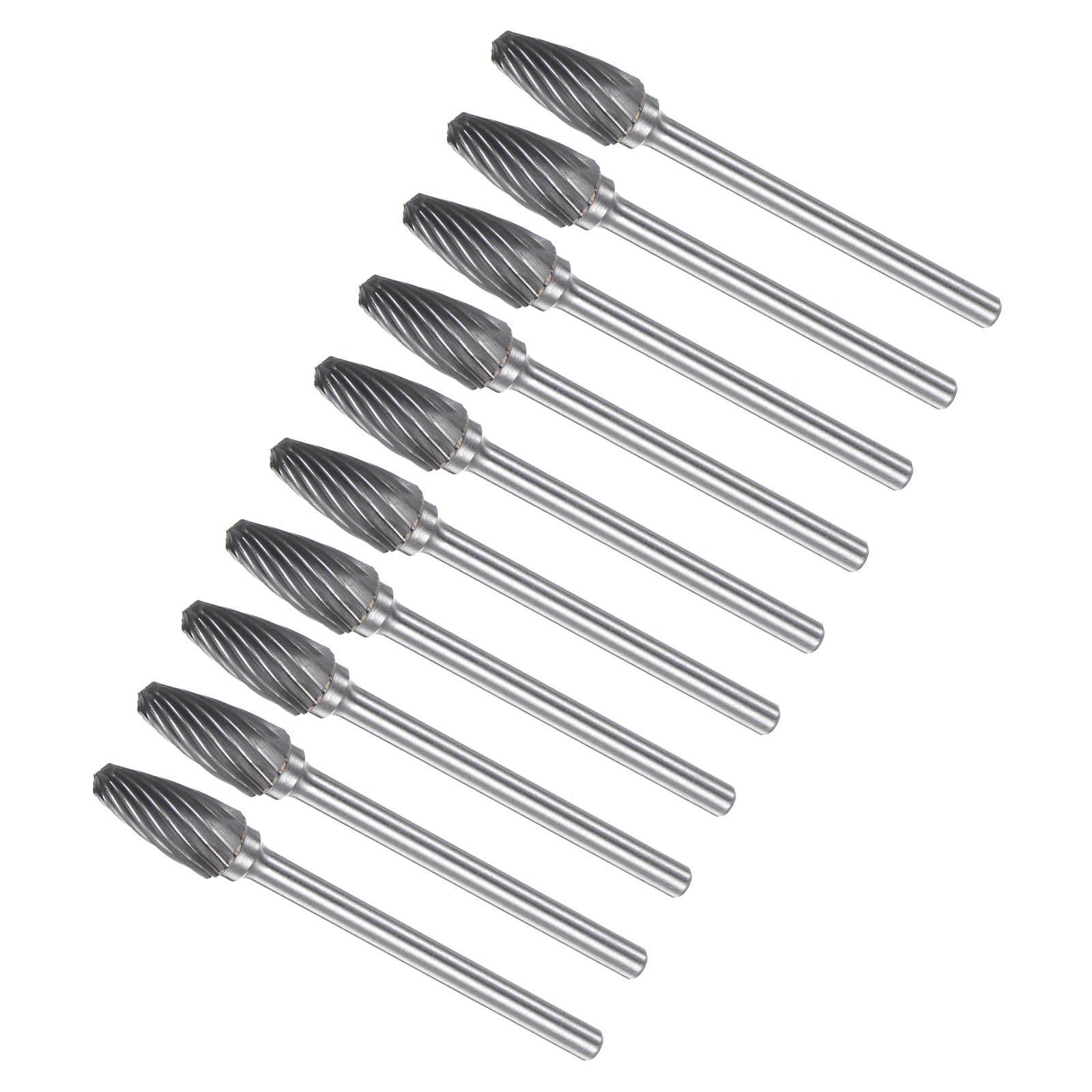 CoCud Tungsten Carbide Rotary Burrs File, 1/8" Shank 6mm Dia, Single Cut F-Shape Rotary Burrs Tool