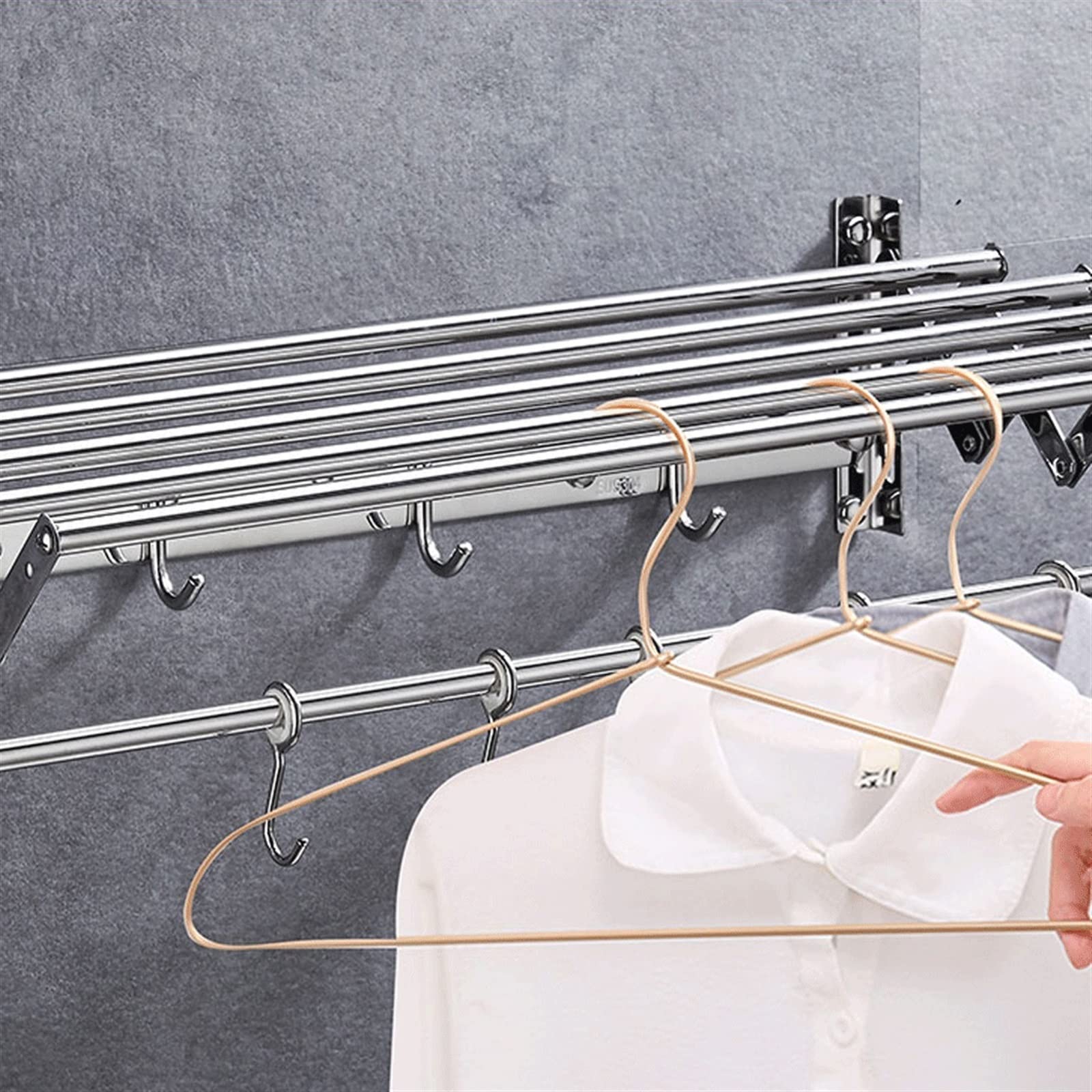 Ausziehbarer, Klappbarer Wäscheständer Zur Wandmontage, Wäscheständer, Handtuchhalter, Badezimmer-Wäscheständer, Platzsparend, Elegant, Einfarbig, 80 cm