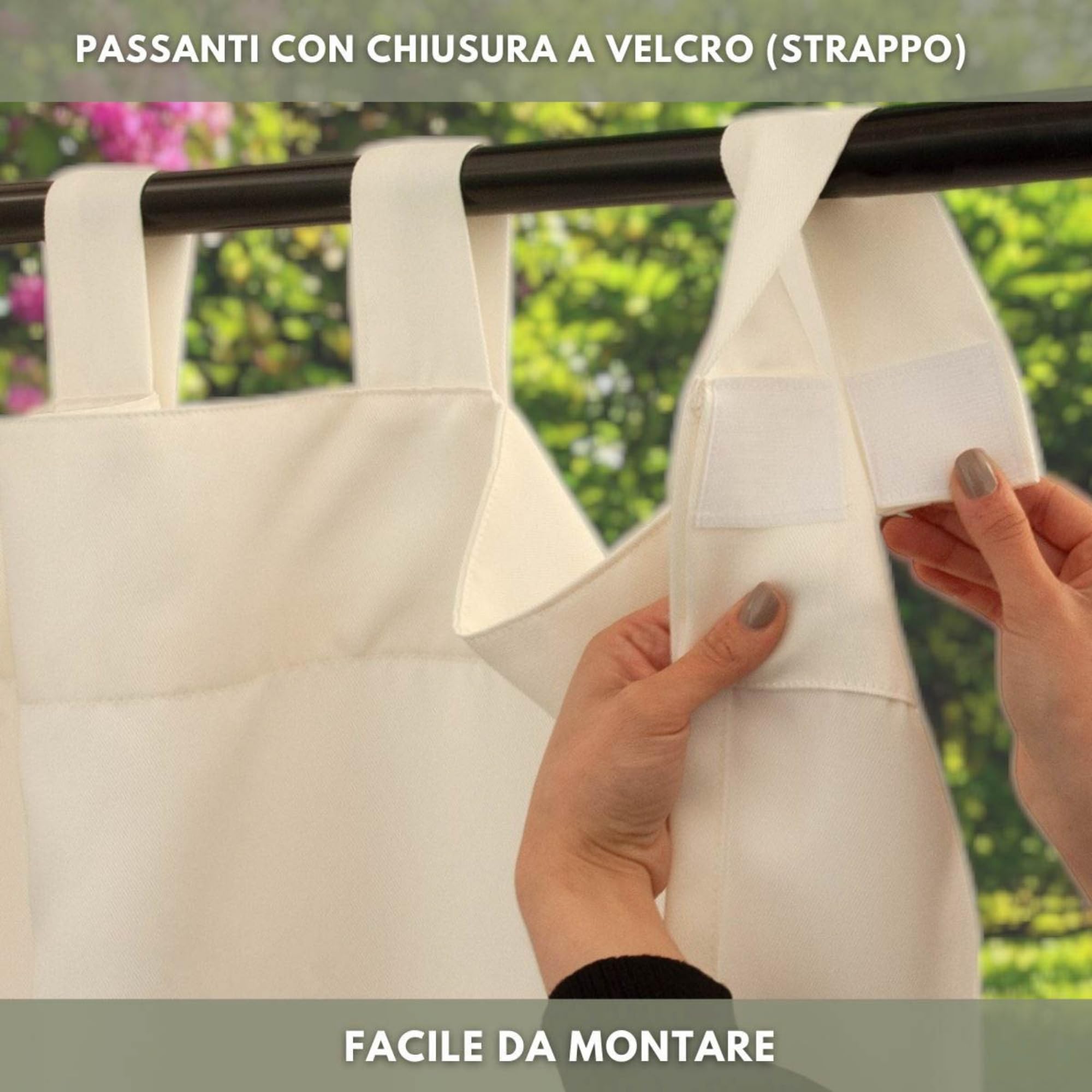 Morbidissimi Tenda Gazebo Idrorepellente e Resistente, Tenda Da Esterno 200x240 cm per Gazebo, Dotata di Passanti con Chiusura a Strappo, 100% Made in Italy - Panna
