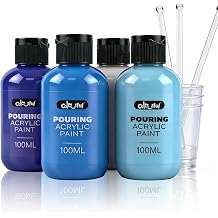 Colorful Blue Series Acrylic Pouring Paint Set, 4 Colors, 3.34 oz Craft Kit