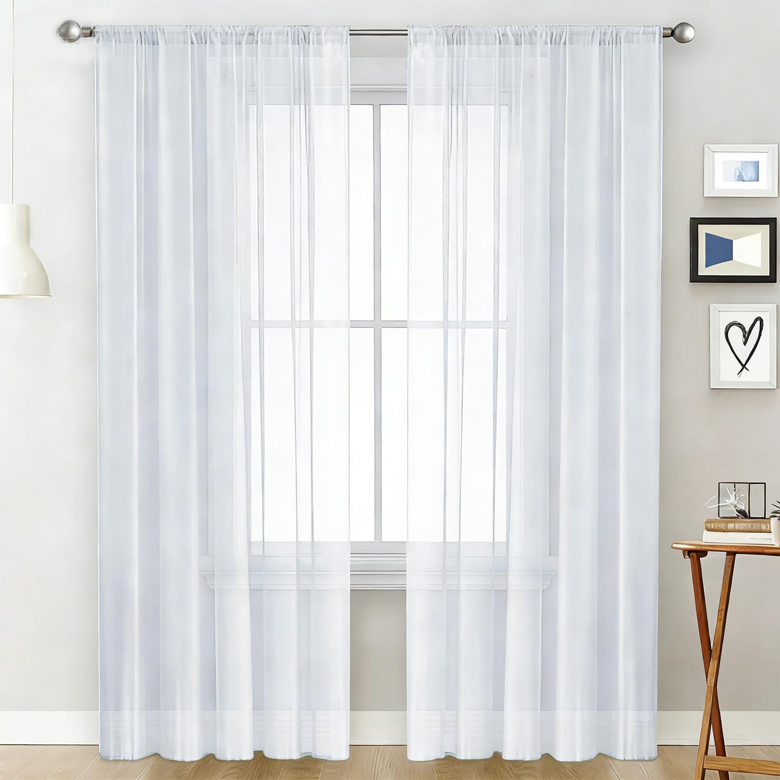 Cortinas de Voile Blanco Cortina Translúcida de Textura Ligera y Alta Transpirabilidad