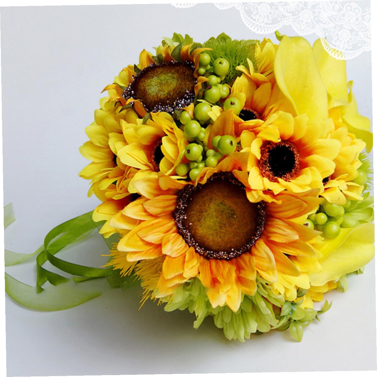 BESPORTBLE Künstlicher Sonnenblumen Brautstrauß Pflegeleichte Hochzeitsdeko Langlebiger Kunstblumenstrauß für Braut Party