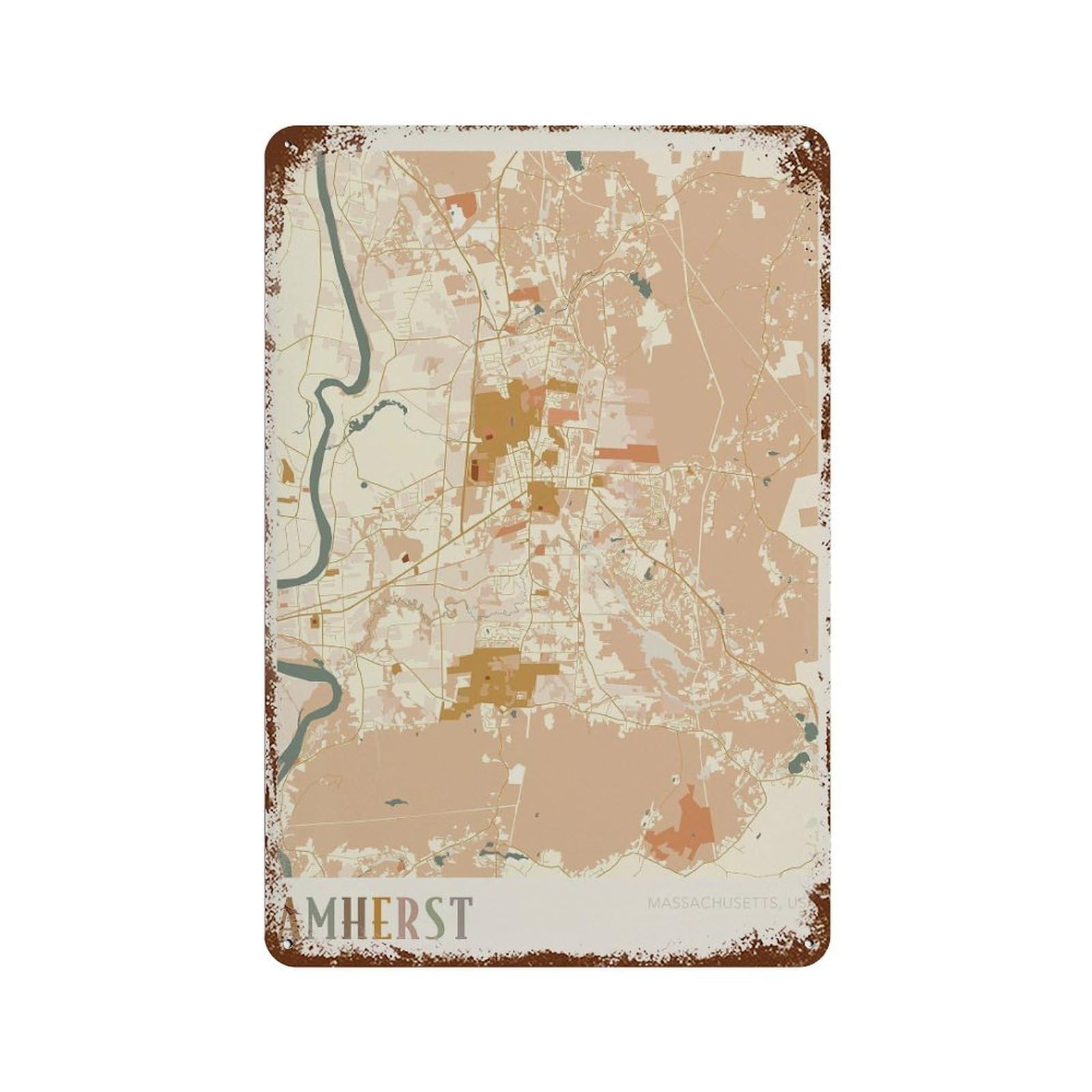 xiaoxiaoshen Amherst Map Massachusetts Travel Gift Boho (2) Wall Decor Art Metal Tin Poster Modern Home Decor Art Home Bar Shop Decorations Vintage Sign 30x20cm