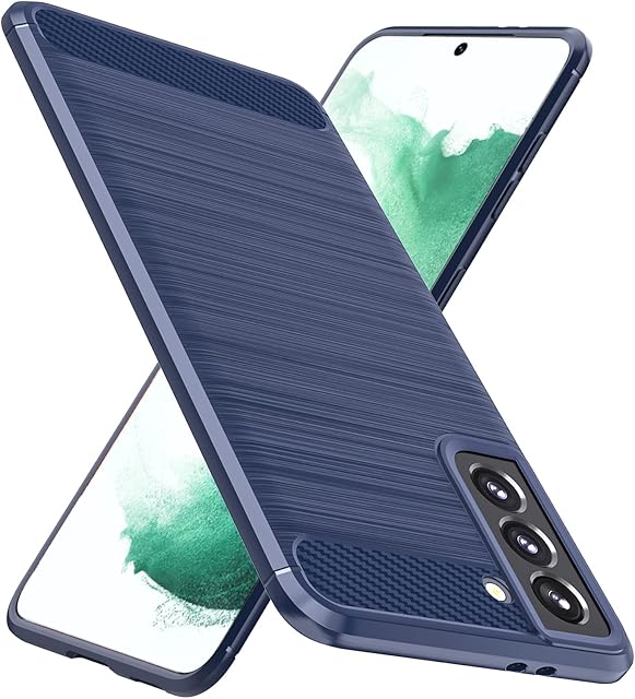 Natbok Compatible Samsung Galaxy S22 Case, Soft TPU Anti Slip, Anti Scratch Shockproof, Samsung Galaxy S22 Phone Case,Slim Carbon Fiber Dirt-Resistant Protective Cover-Blue