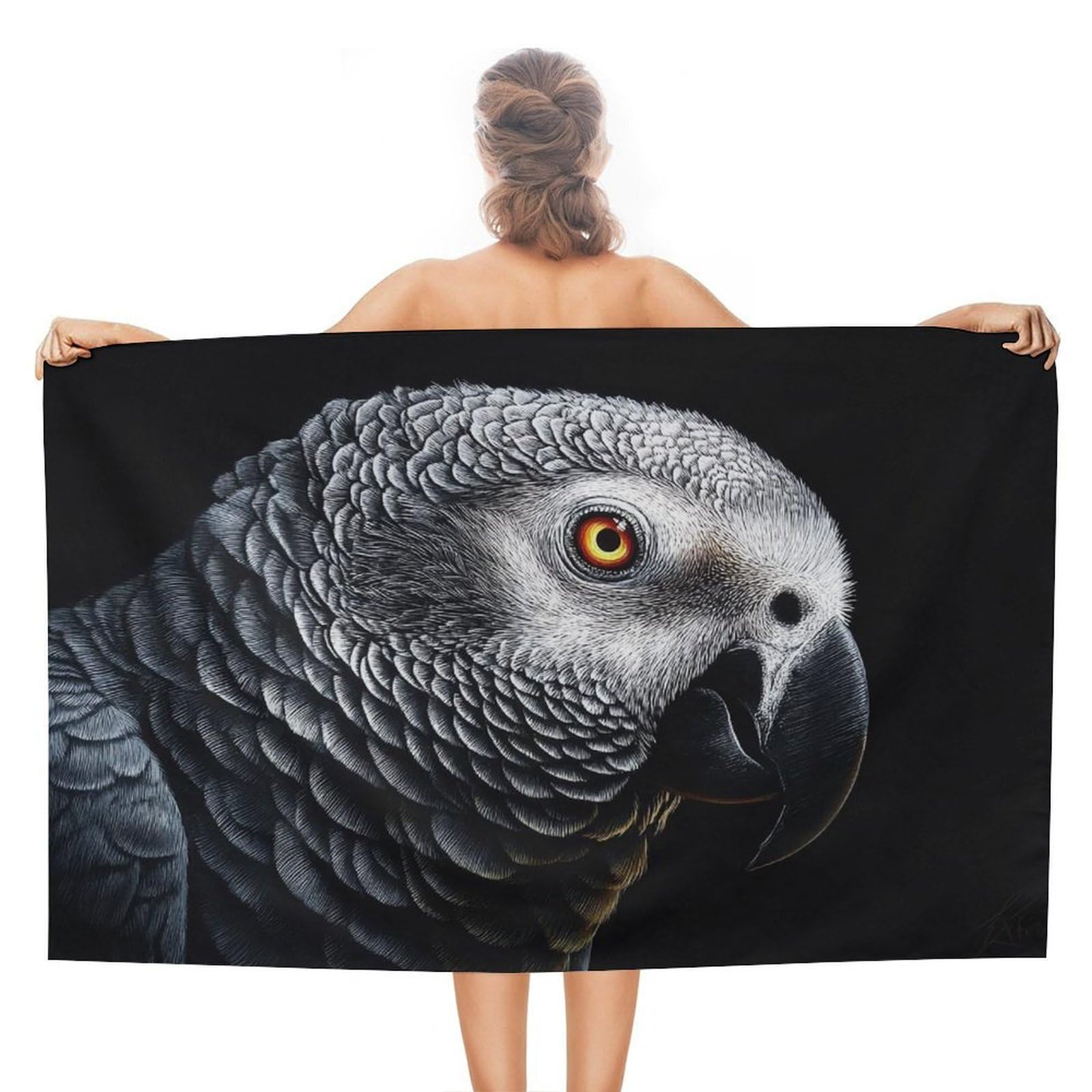 LSRCPD African Grey Parrot Beach Towel Sand Free Microfiber Large Shower Towels Multipurpose Absorbent for Bathroom Pool 130x80 CM