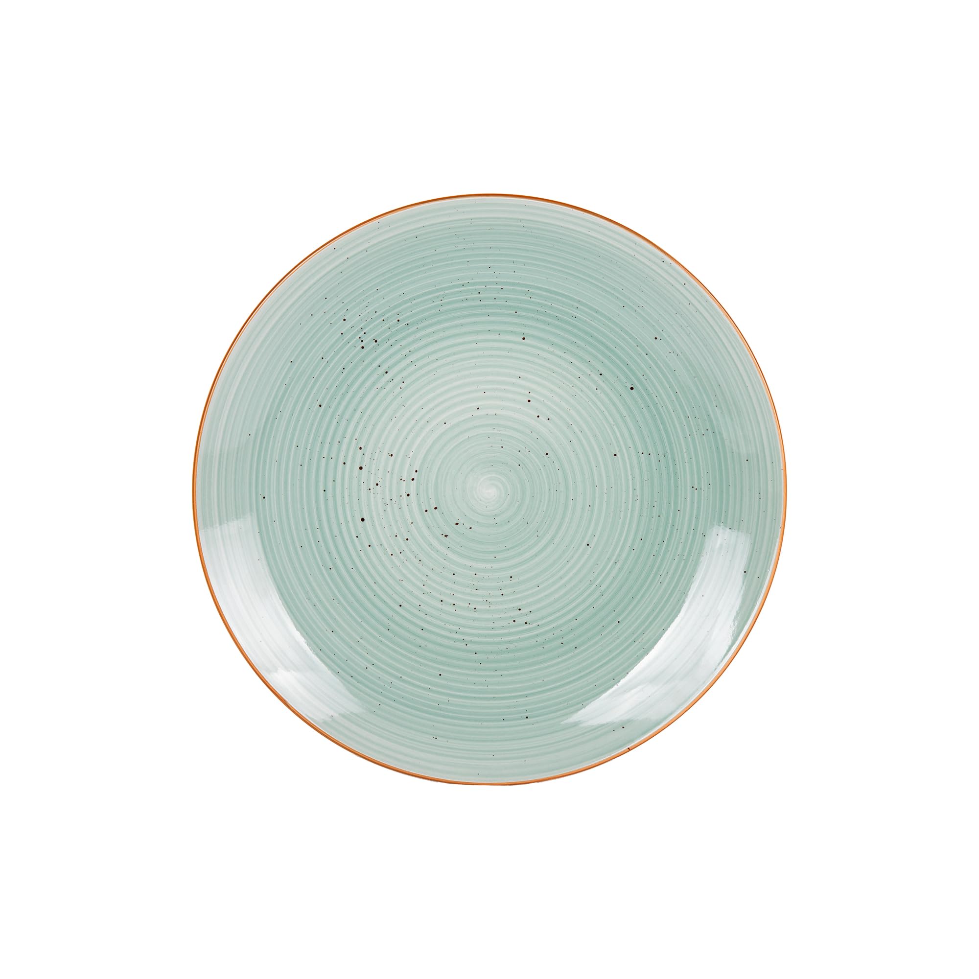 Cofan Vajilla de cerámica color verde agua pintada a mano | Set de 16 piezas | Apta para lavavajillas, microondas y horno