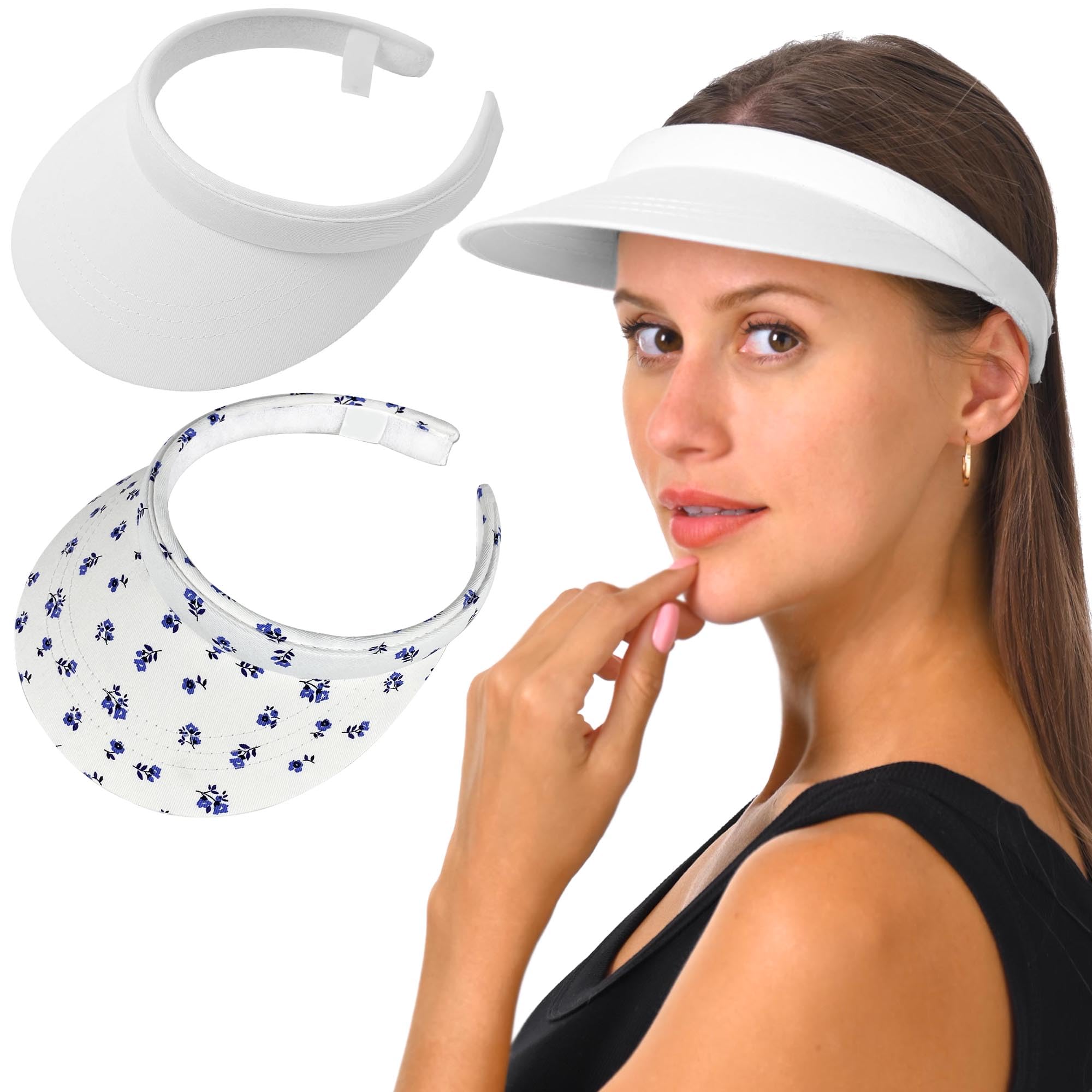 2 Pack Visor Women Men Sun Hat Clip On Visors Adjustable Sport Wide Brim Cap