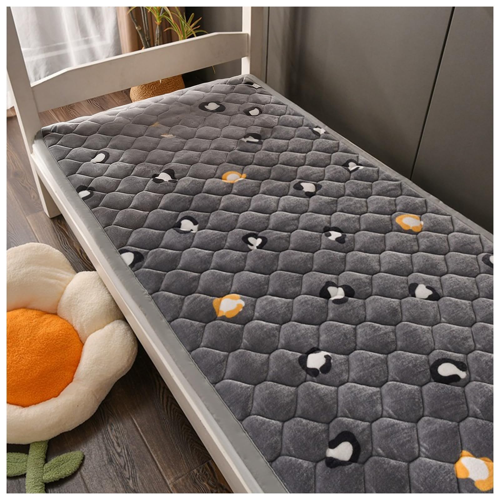 Topper Colchón Cubre Color Sólido,Protector de colchón Acolchado Ajustable,Suavidad y Comodidad Sobrecolchón,Protector de Mattress Topper con Correas Elásticas,Gray a,90x200cm/35x79in