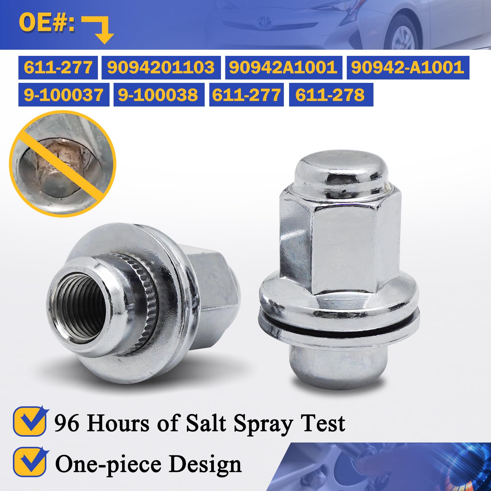 20PCS 611-277 M14x1.5 Chrome Factory Style Alloy Wheel Nuts for