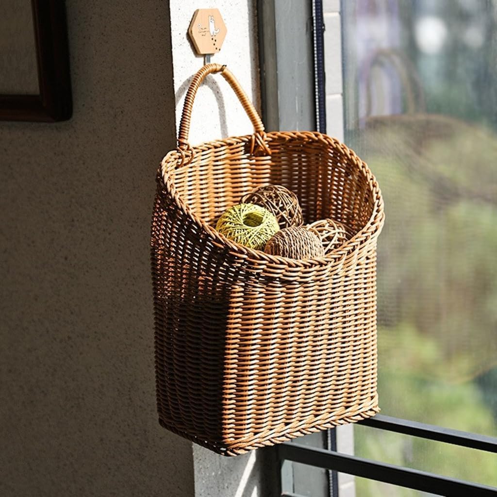 Space Saving Handwoven Wall Basket Storage Solution For Household Accessory