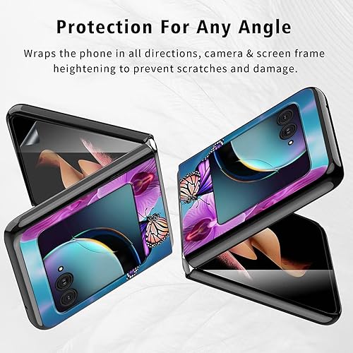 Vista 16 de Funda para Motorola Moto Razr Plus 2023 con protección de pantalla, cubierta trasera de policarbonato duro delgada y ultrafina con patrón de estante