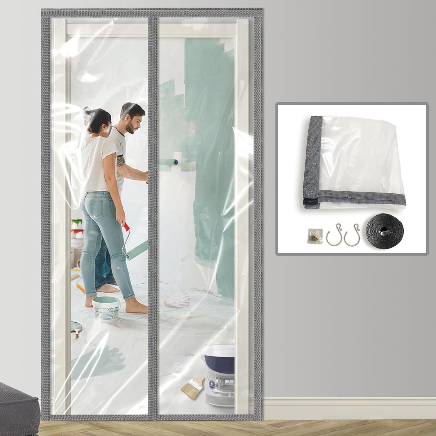 Magnetic Dust Barrier Plastic Door Curtain Temporary Door Doorway Covers