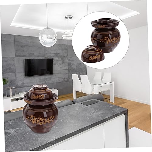 Miniatura 7 de Hemoton Tarros Mason Jars Mason Jars Mason Tarros tradicionales de fermentación de cerámica Tarro de fermentación china con tapa de sellado de agua,