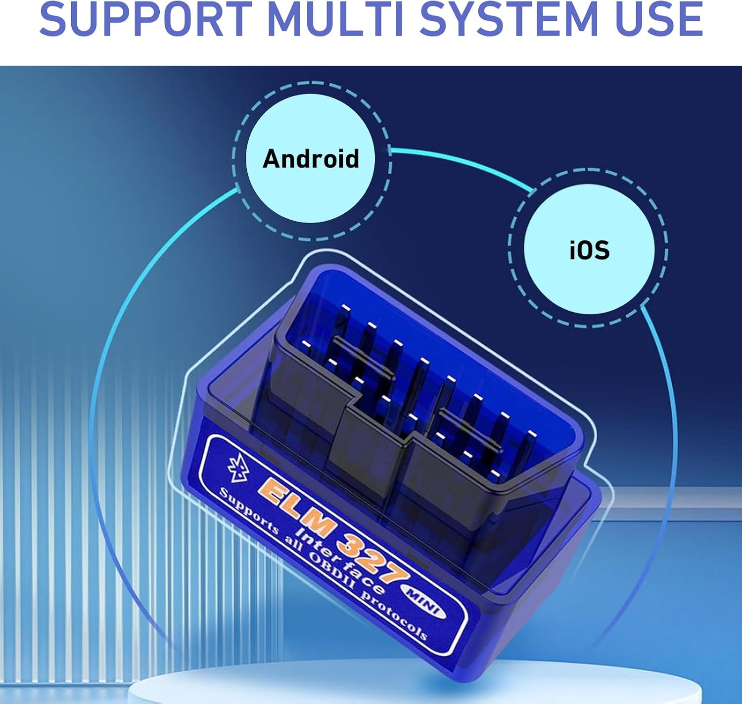 OBD2 Scanner, ELM327 V2.1 Bluetooth Diagnostic Tool, Universal Car Code Reader for Android iOS, Real-time Vehicle Data Monitor (Blue)