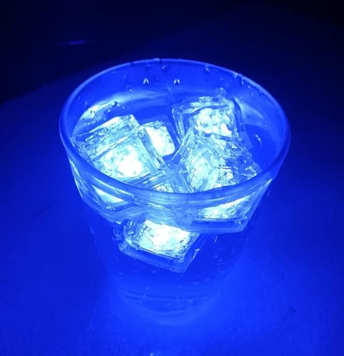 Miniatura 2 de Cubo de hielo LED impermeable, paquete de 24 cubos de hielo cuadrados de color azul con vistas siempre brillantes para bar, club, fiesta, vino,