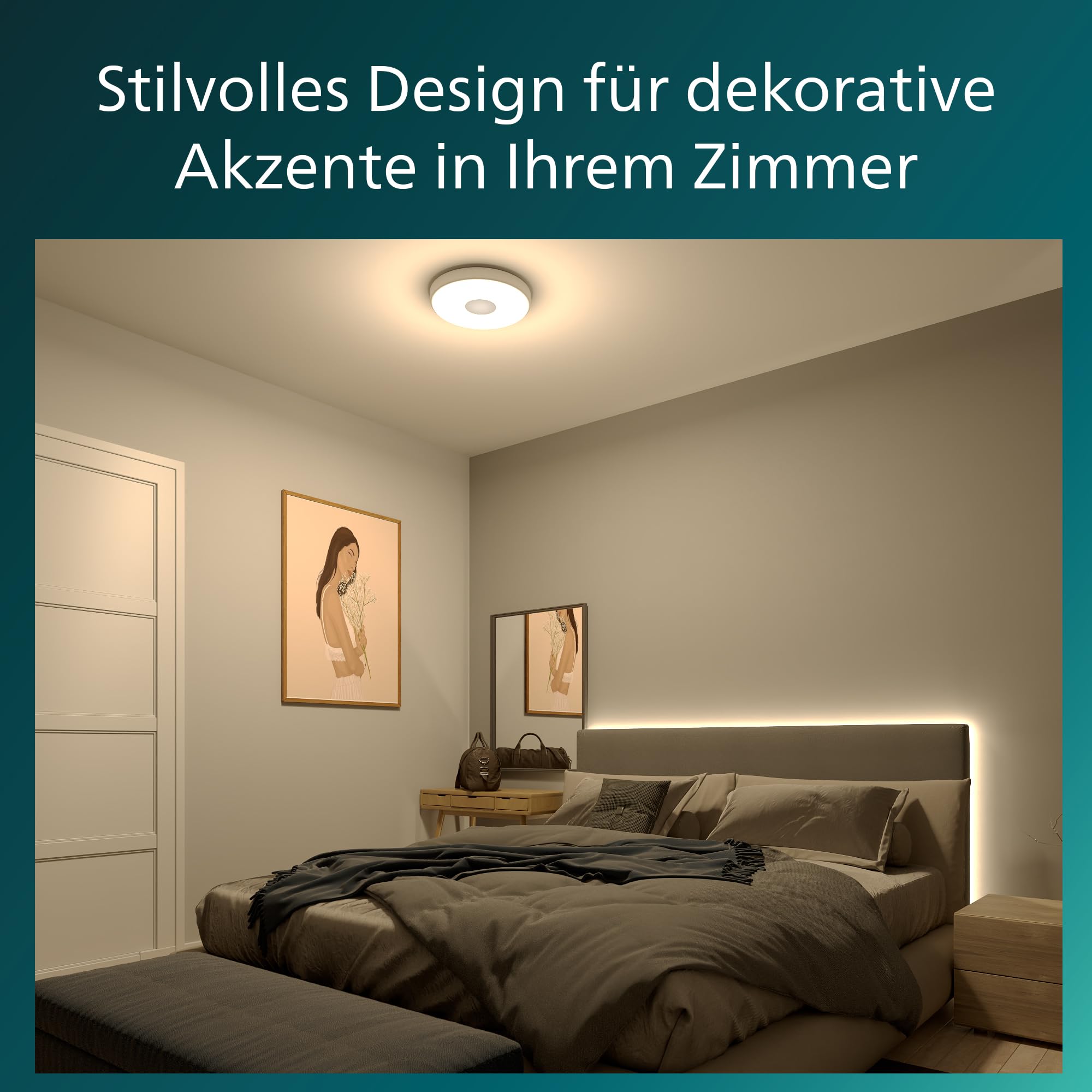 PHILIPS Coiner LED Deckenleuchte, SceneSwitch, 24W, 2800 lm, 2700K Warmweißes LED Licht, EyeComfort, Dimmbare Deckenbeleuchtung, IP20, Rund, Weiß