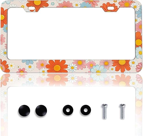 Miniatura 8 de Marco de matrícula de cuadro ajedrezado en blanco y negro, soporte de matrícula con bandera de carrera a cuadros para accesorios de automóvil,