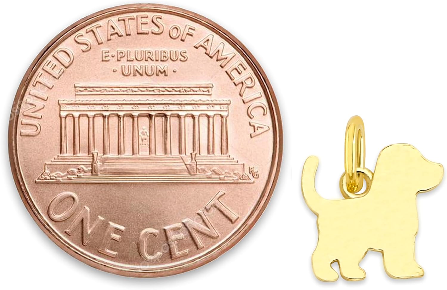 Solid Gold Dog Silhouette Charm - 10k/14k Canine Outline Pendant with Jump Ring, Pet Lover Jewelry Accessory