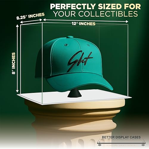 Vista 353 de Better Display Cases Versátil vitrina de acrílico transparente - Caja rectangular grande con base blanca 18" x 12" x 3" (BK09)