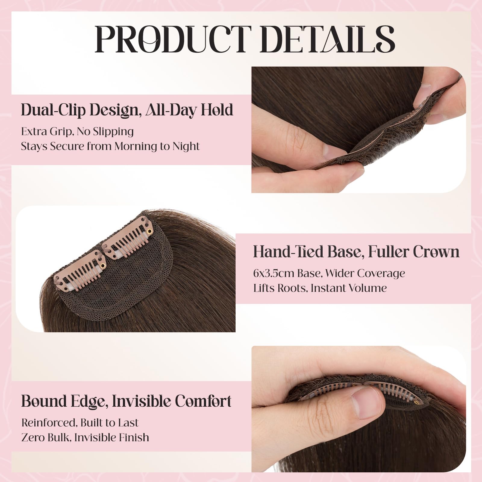 MY-LADY Clip-in Extensions Oberkopf Haarteil Echthaar Dunkel Braun 25cm