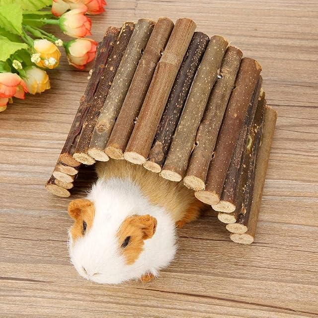 Foto 2 de 7 de Fdit Socialme-EU Escalera para Mascotas Puente Curva de Madera Hámster Suspensión Ejercicio Masticar Juguete…