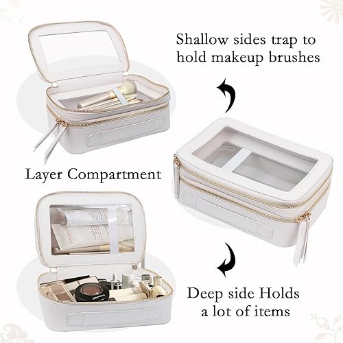 Miniatura 4 de Bolsa de maquillaje transparente para cosméticos, bolsa de viaje con cremallera de doble cara, bolsa de aseo impermeable para mujeres, artículos
