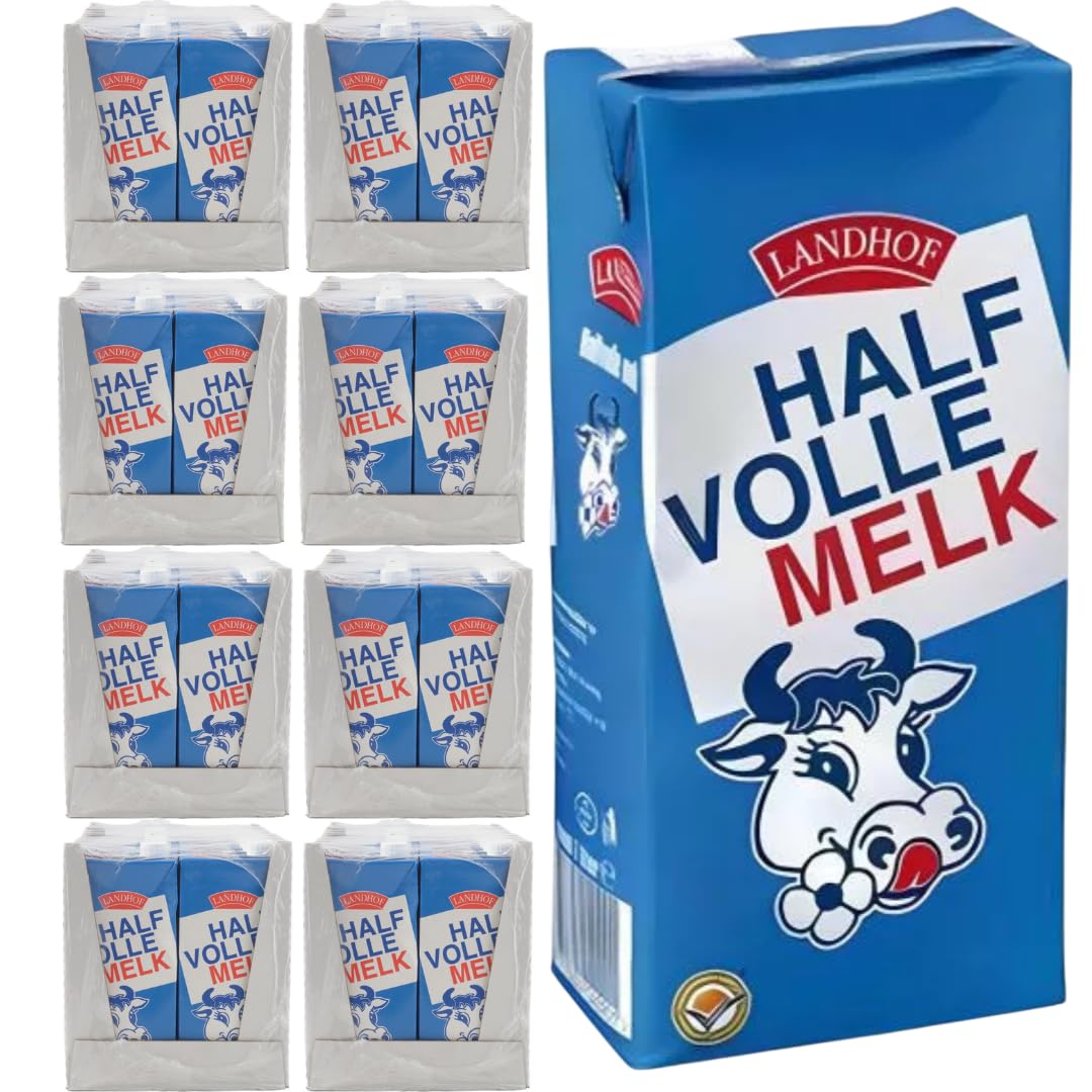 Landhof Holländische Milch Teilentrahmte Milch fettarme Haltbare Milch Teilentrahmte Fett, je 1 Liter, 96 STÜCK