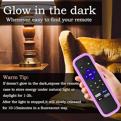 Miniatura 4 de Funda protectora de silicona para Roku TCL Hisense Roku Remote Case Universal para Roku Express 4K+ 2021 cubierta remota con rastreador que brilla