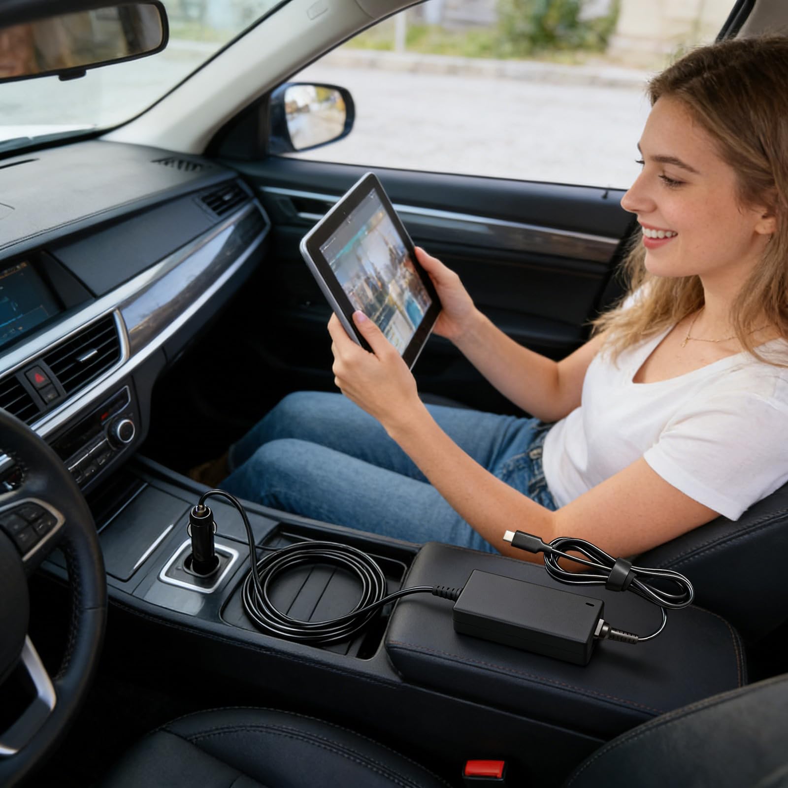 Carga de coche USB C de velocidad rápida de 100 W, compatible con la mayoría de portátiles, durabilidad, construcción de metal ABS, cable de carga rápida USB C