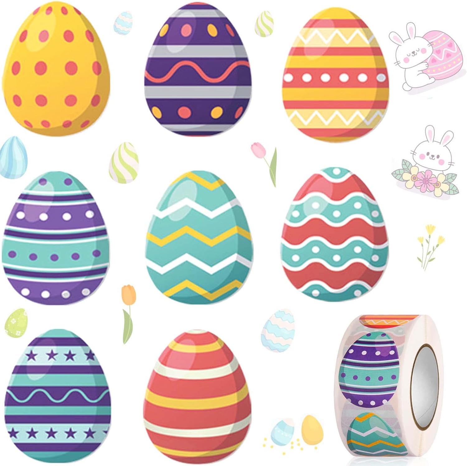 Easter Stickers Roll 500 Pieces Happy Easter Sticker Roll