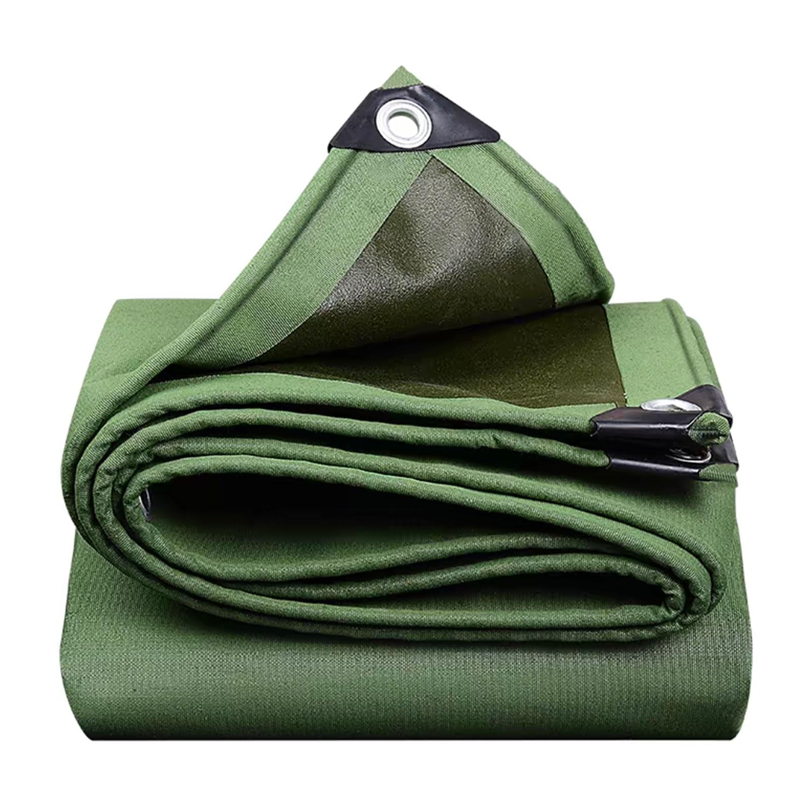 Tarpaulin Heavy Duty Tarp Sheet Cover, 600g/m² Heavy Duty Reinforced Canvas Tarp Green Multiple Sizes(1x3.5m)