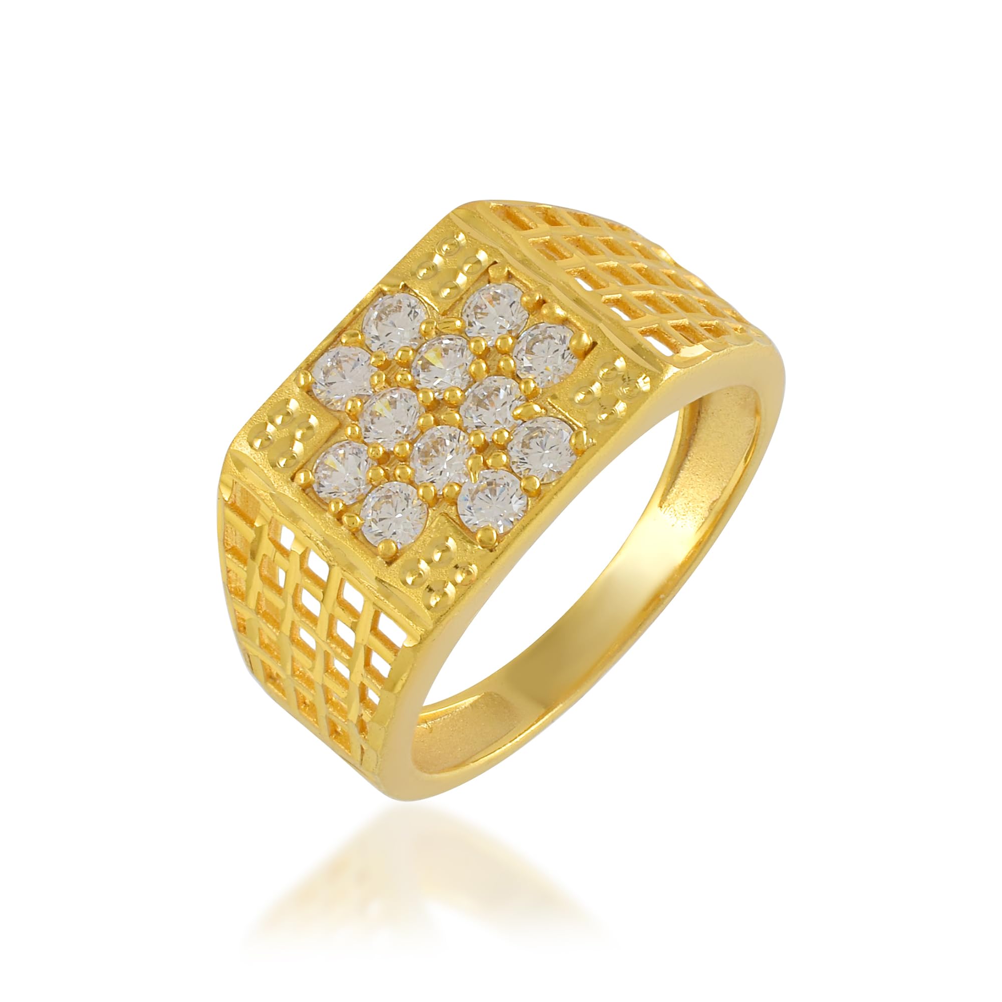 Memoir 24KT Brass Gold Created Diamond Rich look Luxe Fashion Stylish Wedding Jewellery engagement Finger ring Men (ORSV1122) (B0D982VQVD) Amazon Price History, Amazon Price Tracker