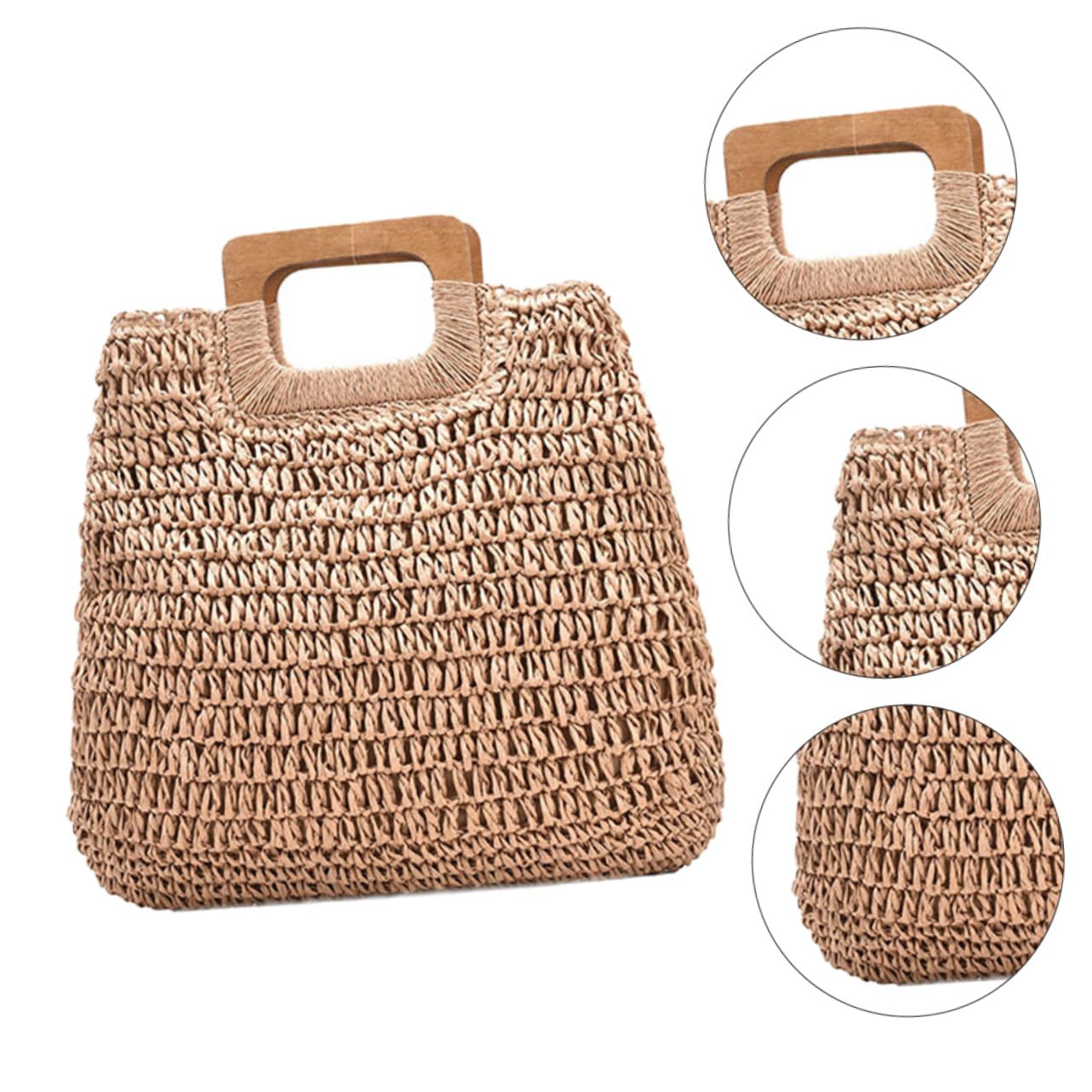 Handtasche Strand Große Strandtasche aus Stroh mit Leichtem Material und Großem Fassungsvermögen für Damen für Outdoor und Partys