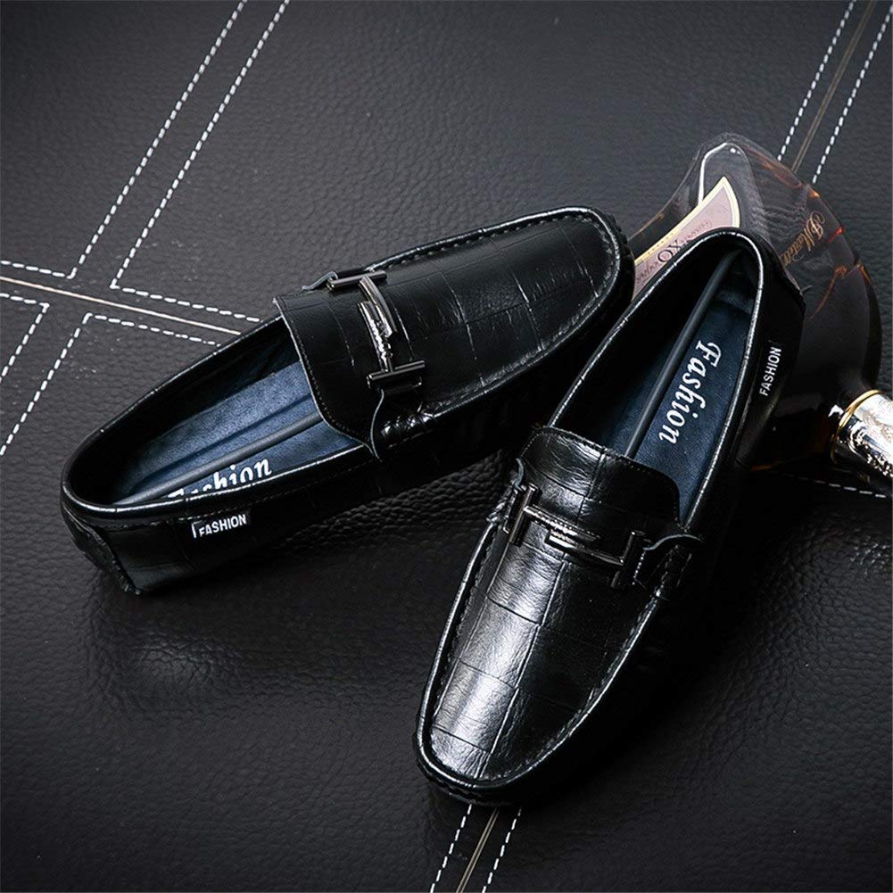 Hombre Artesanal Mocasines Decorado Hebilla Transpirables Oficina Trabajo Zapatos Caminar,Negro 40 EU