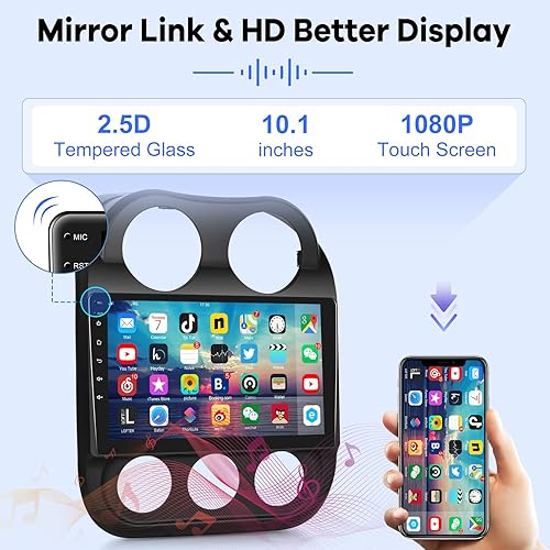 Miniatura 6 de 2G+32G Radio de coche para Jeep Compass Patriot 2010-2016, 10.1 pulgadas Android 11 pantalla táctil estéreo, CarplayAndroid AutoMirror