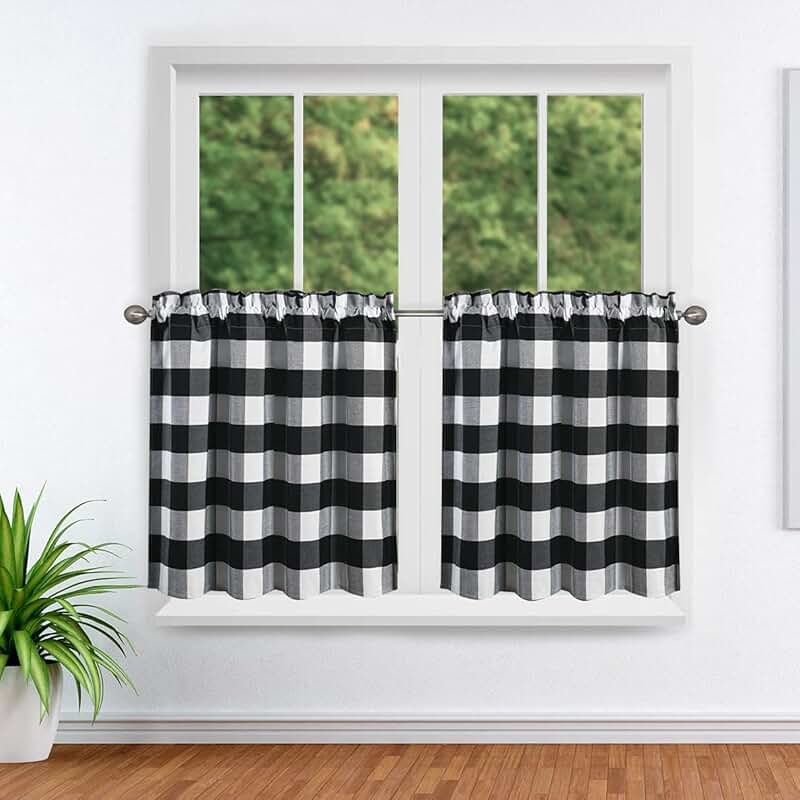 farmhouse bathroom window curtains